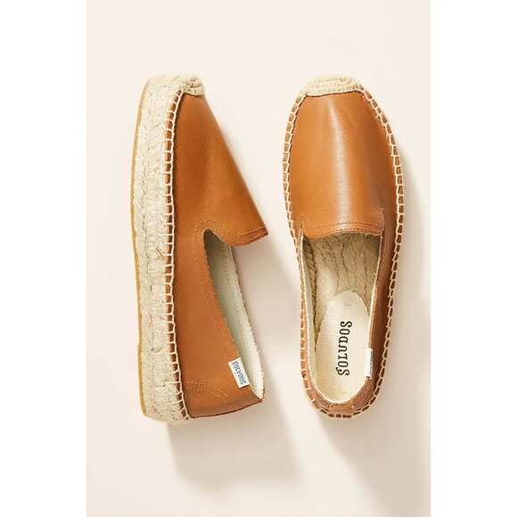 Soludos The Seville Smoking Slipper Platform Tan Congac Leather Size 8 - Picture 2 of 10